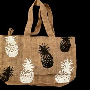 Pineapple stamped jute purse / bag